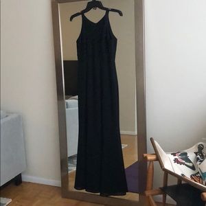 Black beaded bodice gown